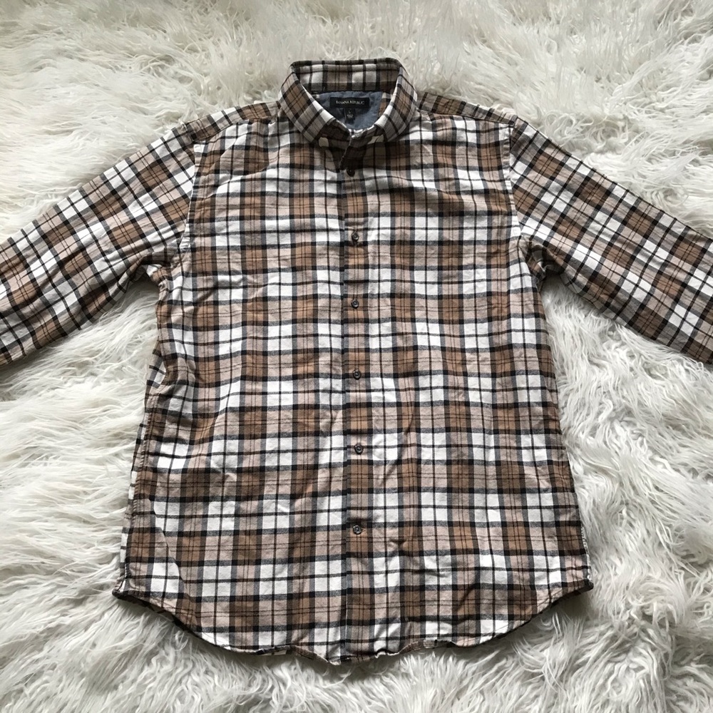 BANANA REPUBLIC PLAID FLANNEL BUTTON DOWN SHIRT‎